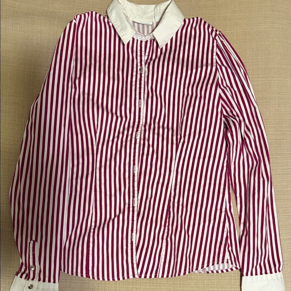 New York & Company Red and White Striped Shirt